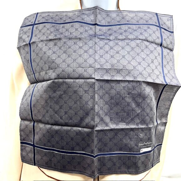 New 2 Classic Pierre Balmain handkerchiefs cotton/si;k 19" Burgendy Blue (68) - Picture 7 of 8